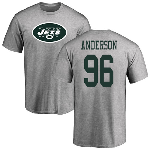 New York Jets Men Ash Henry Anderson Name and Number Logo NFL Football #96 T Shirt->nfl t-shirts->Sports Accessory